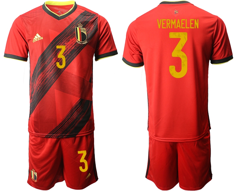 Men 2021 European Cup Belgium home red #3 Soccer Jersey